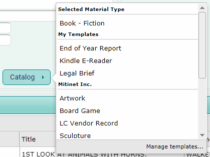 Templates menu